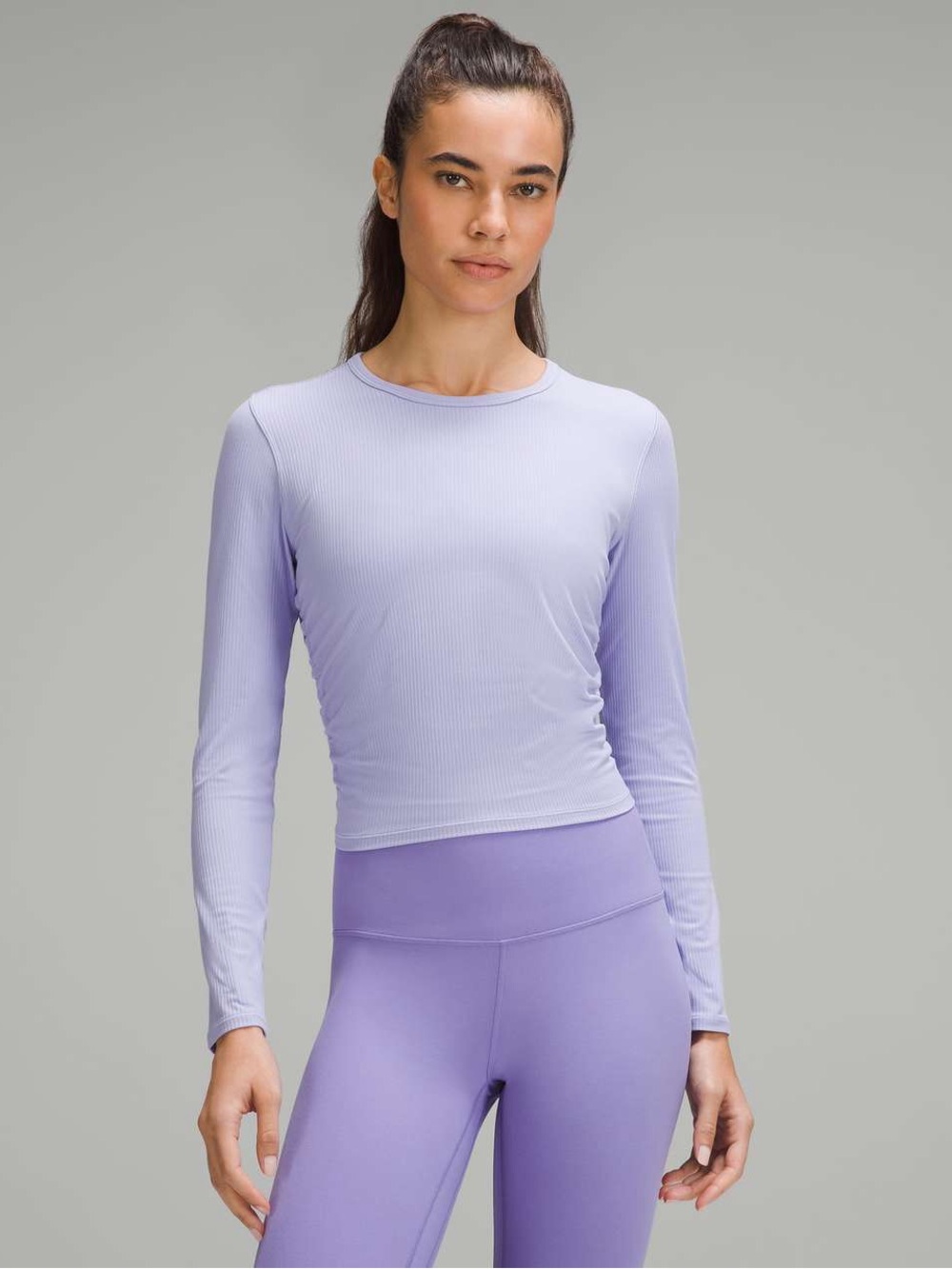 Lululemon All It Takes Ribbed Nulu Long- Sleeve Shirt Lilac Smoke Size 2